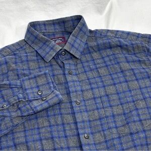 UNTUCKit Flannel Shirt Mens Large Blue Plaid Macari Long Sleeve Outdoors